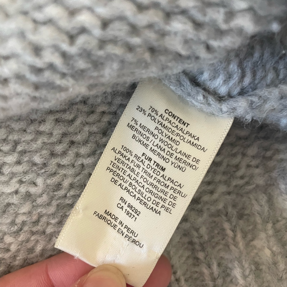 Tibi RARE Alpaca Wool Gray Hooded Women's Sweater - Picture 5 of 5